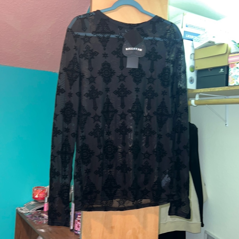 Long sleeve sheer top